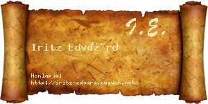 Iritz Edvárd névjegykártya